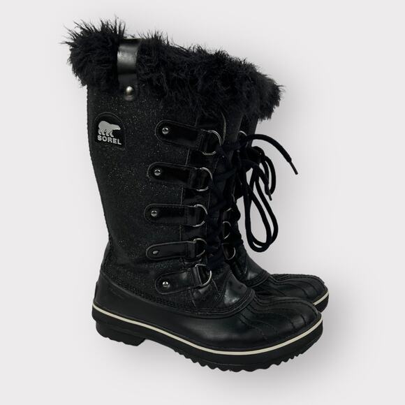 Sorel Tofino Black Glitter Winter Snow Boot Black Size 7 - Picture 1 of 7